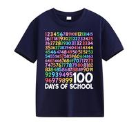 cfpqv Girls and Boys Casual Short Sleeved T Shirt 100 Days of School Opening 100 Days Aniversary Personality Loose Short Sleeved Camisa Hombre Navidad, marine, 2-3 años
