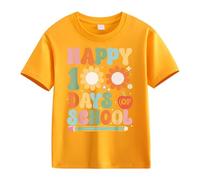 cfpqv Girls and Boys Casual Short Sleeved T Shirt 100 Days of School Opening 100 Days Anniversary Personality Loose Short Sleeved Red Black Kariertes Hemd Herren, amarillo, 8-9 años
