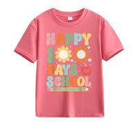 cfpqv Girls and Boys Casual Short Sleeved T Shirt 100 Days of School Opening 100 Days Anniversary Personality Loose Short Sleeved Red Black Kariertes Hemd Herren, Rosa intenso., 8-9 años
