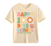 cfpqv Girls and Boys Casual Short Sleeved T Shirt 100 Days of School Opening 100 Days Anniversary Personality Loose Short Sleeved Red Black Kariertes Hemd Herren, beige, 2-3 años