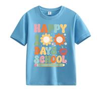 cfpqv Girls and Boys Casual Short Sleeved T Shirt 100 Days of School Opening 100 Days Anniversary Personality Loose Short Sleeved Red Black Kariertes Hemd Herren, azul celeste, 3-4 años