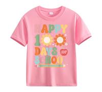 cfpqv Girls and Boys Casual Short Sleeved T Shirt 100 Days of School Opening 100 Days Anniversary Personality Loose Short Sleeved Red Black Kariertes Hemd Herren, Rosa., 2-3 años