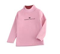 cfpqv Girl's Autumn and Winter Mid Collar Warm Solid Color Long Sleeved Bottom Shirt Magnetschmuck Ring, Rosa., 13-14 años