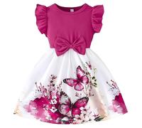 cfpqv Girls Summer New Fly Sleeve Dress Solid Colour Top Floral Printed Pantalones Cadenas E Girl, Rosa., 6 años
