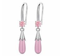 cfpqv Largos delicados pendientes de gota de ópalo rosa blanco de berenjena para mujer gota de agua Earing pendientes de cobre pendientes temperamento pendientes ópalo pendientes mujer pendientes
