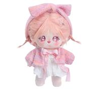 cfpqv Muñeca de peluche de 7,8 pulgadas, linda muñeca de algodón con ropa suave rellena, muñeca Kawaii, juguete de peluche para cumpleaños y niñas, decoración del hogar, muebles para casa de muñecas