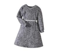 cfpqv / niña grande, colores mezclados, e invierno, con cinturón, vestido de felpa, suave, cómodo, hogar, al aire libre, vestido, niña, traje cálido, historia de Adviento, gris, 5-6 años