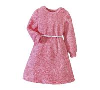 cfpqv / niña grande, colores mezclados, e invierno, con cinturón, vestido de felpa, suave, cómodo, hogar, al aire libre, vestido, niña, traje cálido, historia de Adviento, Rosa., 7-8 años