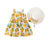 cfpqv Niñito Niña Sin Mangas Bowknot Tomate Prints Volantes Princesa Vestido De Fiesta De Baile Vestidos Ropa Pantalones Cortos, amarillo, 12-18 meses