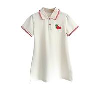 cfpqv Niño Bebé Niña Casual Manga Corta Cuello Alto Fresa Estampado A Línea Vestido Princesa Vestido Ropa Cadena Pantalones Mujer, Blanco, 5-6 años
