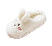 cfpqv Pantuflas de conejito de peluche para mujer, zapatillas de invierno cálidas de fieltro, pantuflas de conejo, zapatillas de estar por casa con forro polar, Blanco, 40 EU