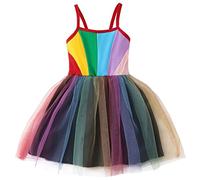 cfpqv Vestido de malla multicolor sin mangas para niñas y niñas, vestido de princesa, vestidos de fiesta de baile, ropa princesas, rojo, 4-5 años