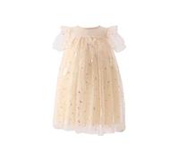 cfpqv Vestido de princesa con lentejuelas para niña, niña, estrella, luna, volantes, ropa de ropa, cadena de pantalones para mujer, beige, 3-4 años