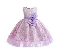 cfpqv Vestido de princesa sin mangas para niñas con malla floral tutú, vestido de fiesta de graduación, vestido de fiesta, cuello redondo, tul, mini vestido de 3 a 10, juego de acero inoxidable