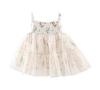 cfpqv Vestido de tul para niña sin mangas con estampado floral de mariposa, vestido de fiesta de baile, vestidos de princesa, ropa de acero inoxidable, Blanco, 6-12 meses