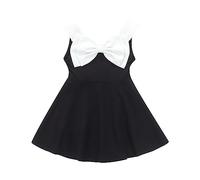 cfpqv Vestido de verano sin mangas con lazo para niña, falda blanca de princesa para vacaciones, arco iris, vestido de verano, Negro , 3-4 años