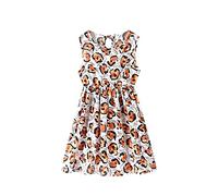 cfpqv Vestido de verano sin mangas para niña, cuello redondo, informal, estampado floral, vestido de fiesta, pana, Blanco, 8-10 años