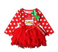 cfpqv Vestido envolvente para niñas pequeñas de Navidad, primavera y hombros descubiertos, vestidos casuales de línea A, calendario de Adviento 10, Rd3, 12-18 meses
