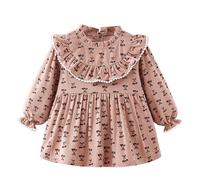 cfpqv Vestido para niña de otoño e invierno en el exterior para usar linda falda para niña para cenar babero y sucio despiadado extraño, Rosa., 3-4 años
