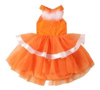 cfpqv Vestidos de Navidad para niñas, cuello colgante, lentejuelas, terciopelo dorado, malla sin espalda, vestidos de tarta, baile de graduación E Girl, naranja, 1-2 años