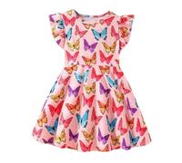 cfpqv Vestidos de verano para niñas con volantes y estampado de mariposas para niñas Vestido de maternidad corto, Rosa., 7 años