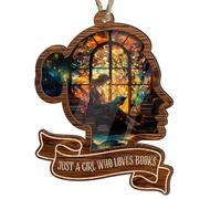 cfpqv Woodsy Christmas Just A Girl Who Loves Books Ornament Tree Decorations Gifts for Reading Lovers Bookworm Librarian Xmas Ornament Vintage Handmade Car Accessories Marco con (café, talla única)