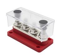 CFTGIW 300A Bloque de Bloque de Distribución de Potencia 4 X 3/8 48V Caja de Barra de Negocios DC con Cubierta Transparente 300A de Distribución de Energía BUSPOWER Bar4 X 3/8 48V DC BUTBAR (Rojo)