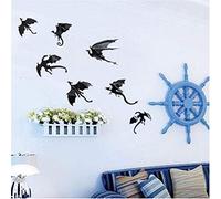 CFTGIW 7 Unids/lote 3D Pegatina de Pared de Dragón Inspirado Papel Tapiz de Dragón Paredes Puertas Otros Nosotros Pegatina de Pared de Papel Tapiz de (BLACK)