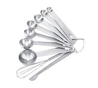 CFTGIW 7 Unids/set Cucharas Medidoras de Acero Inoxidable Tazas con Varilla Medidora Batidor y Superficie Medidora Cucharas Medidoras de café de Condimentos