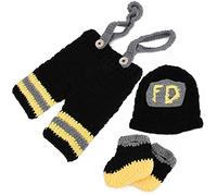 CFTGIW Accesorios de Fotografía para Bebés Sombreros de Bombero Conjunto de Pantalones Gancho de Ganchillo Disfraces de Recién Nacidos Tejidos para Esto Más Es Lindo Es de Este Conjunto de