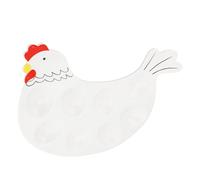 CFTGIW Bandeja para Huevos Endiablados DE 8 Rejillas Lindo PLATO DE Cerámica con Forma DE Pollo Soporte para Exhibición DE Huevos DE Pascua Picnics en las Puertas Traseras 8 Mitades que Sirven el