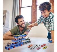 CFTGIW Car Transporter Truck Toys Mega Hauler Truck con 6 Mini Autos Juego de Vehículos Plegables de Tres Capas para Niños Niños Niñas of Action Need Cool 2 Is Game 1 Diversión para Set Who Car