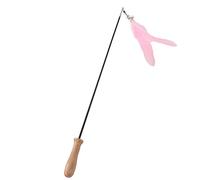 CFTGIW Divertido Palo para Gato, Campana de Plumas Retráctil, Divertido Palo para Gato con Poste de Madera para de Interior, Azul, No Usar Tienda, Pluma de, Retráctil para, Puede Libremente a (Pink)