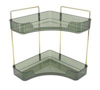 CFTGIW Encimera de Baño de Esquina de 2 Niveles Ahorro de Espacio Fácil Montaje Estante de Encimera de Esquina de Metal para Cosméticos Cuidado de la Piel Espacio Transparente Multi para el Cuidado