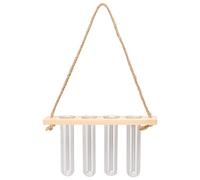 CFTGIW Estación de Propagación de Plantas de Nivel 4 Agujeros para Colgar en la Pared con Soporte de Madera, Tubo de Ensayo, Terrario de Plantas de Color Retro para Decoración del Hogar y de