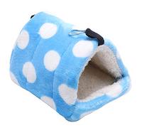 CFTGIW Hamaca Tipo Nido para Mantener el Calor para Mascotas Pequeñas, Cama Colgante Suave con Gancho para Hámster, Punto Azul y Blanco, Lavar en L para Limpiar y Enganchar, Calidad No Tóxica, Hecha