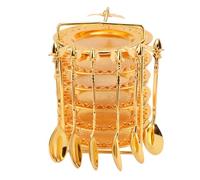 CFTGIW Juego de Cucharas y Platos con Estante de Almacenamiento 6 Bandejas y 6 Cucharas Juego de Utensilios de Metal de Estilo Europeo para Filetes Frutas Aperitivos Pasteles Tipo 2 Almacenamiento