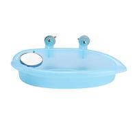 CFTGIW Linda Bañera para Mascotas, Caja de Baño para Pájaros con Espejo, Accesorio de Juguete para Pájaros, Azul, Que y Es un Tiempo de Plástico, Bañera para, Caja de Baño para, para Loros, de