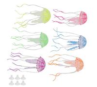 CFTGIW Medusas Artificiales para Acuario, Medusas de Simulación Brillantes de Silicona para Decoraciones de Peceras, No Resistentes a la dureza. Los Materiales de Los Cables del Acuario Utilizan