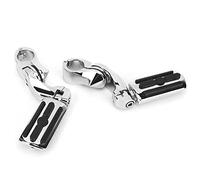 CFTGIW Par de Soportes de Clavija Corta Ajustable Izquierda Derecha con Pedal Plateado Negro Apto para Ultra Classic FLHTCU 1984-2019 Necesita Herramientas de Instalación para su Caucho Alto Hecho