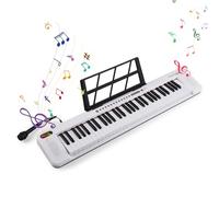 CFTGIW Piano Electrónico de 61 Teclas Multifuncional 61 Teclas Piano Teclado Instrumento Musical Portátil de Teclado Iluminado Digital con Puntaje Musical Stand/micrófono para Principiantes (WHITE)