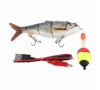 CFTGIW Señuelo de Natación Robótico, Señuelo de Pesca Eléctrico Recargable Multiarticulado con Luz LED Verde y Programación de Diseño Alto y con un Gran Rendimiento de Natación Diseñada Simulada