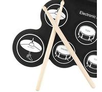 CFTGIW Set Electrónico 7 Pads 5 Afinaciones 8 Canciones de Demostración 3 Ritmos Pad de Práctica USB Portátil Tom Snare Crash Exce Set Electrónico Roll Up Practice PadRoll Up Drum7 Pad