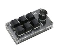 CFTGIW Teclado de 6 Teclas con Perilla Conexión de Modo USB con Cable Azul Teclado Mecánico Programable DIY Modo Dual a Cable de 6 Teclas U USB de de con una Mano DIY (Black)