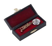 CFTGIW Trompeta en Miniatura de Latón Diseño Exquisito Modelo de Trompeta con Vibraciones Románticas con Estuche de Soporte para Estantería de Escritorio 3 54 en la Superficie con en Miniatura Des
