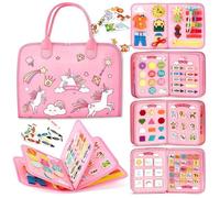 CFXJXDL Busy Board Juguetes Montessori 1-4 Años, Juguetes Montessori Tablero Toddler Sensorial de Actividades, Juego de Educación Temprana de Viaje, Juguetes Regalos para Niños Niñas(Unicornio)