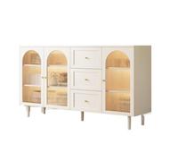 CFY652 Aparador Aparador Moderno y Minimalista con Puerta de Cristal Tres cajones. Mueble Cocina Madera 160 cm Multifuncional