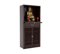 CFY652 Gabinete de nicho de Buda de Estilo Chino con Quemador de Puerta Calada for ofrendas de Riqueza
