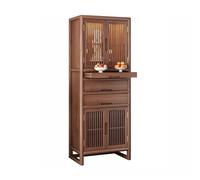 CFY652 Gabinete de ofrendas Shentai de Nogal Negro con Doble Puerta Calada, Mesa de ofrenda de Incienso Zen de Estilo Chino