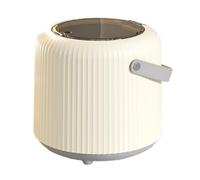 CFY652 Interior Papelera de escritorio pequeña con tapa tipo prensa, papelera redonda for encimera cubo interior y asa for mesa café, mesita noche, tocador contenedor de basura(Cream White)